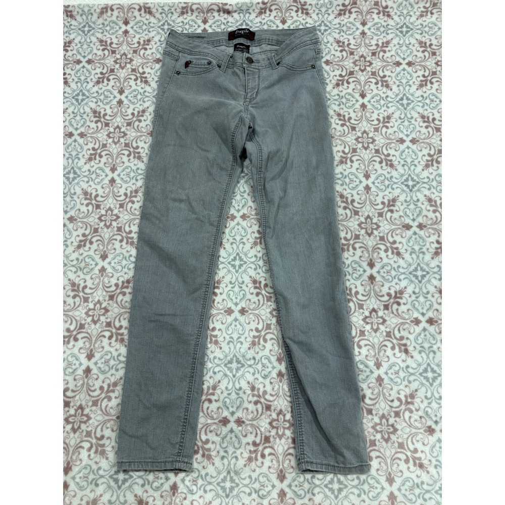 Fragile Blue Jeans Womens Size 5 Grey Skinny Low Rise Denim Stretch Pants